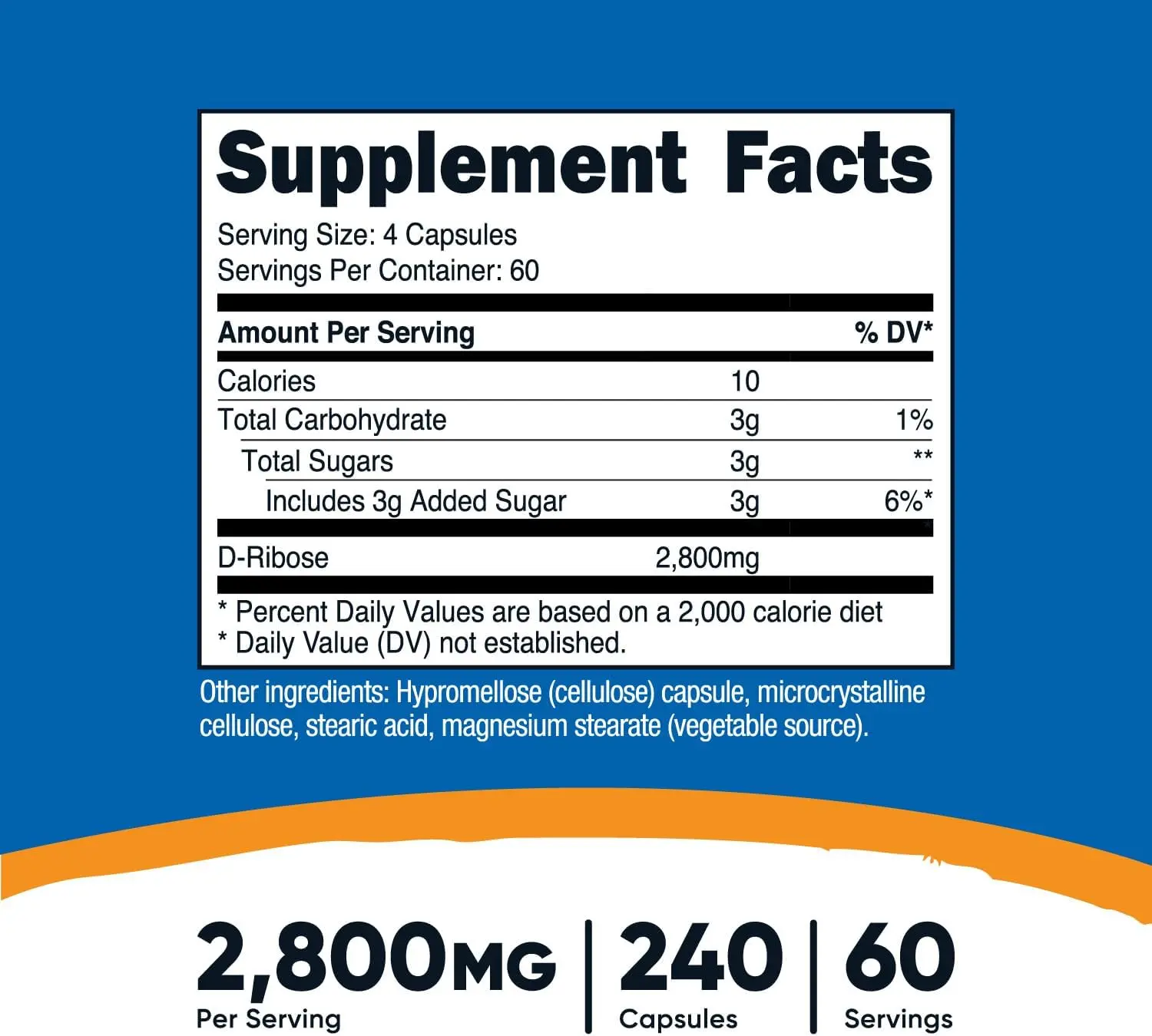 Nutricost D-Ribose 2800 mg Capsules